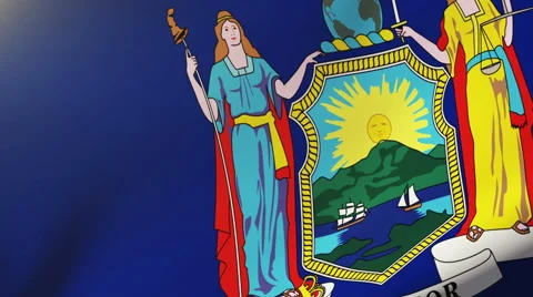 New york flag waving in the wind. Looping sun rises style.  Animation loop 스톡 동영상 48188006