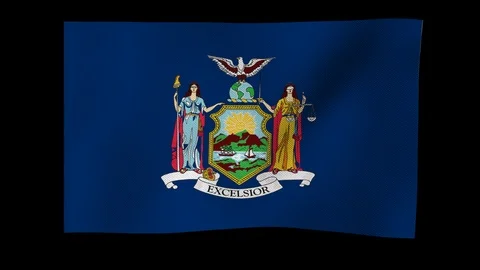 New York flag waving in wind on alpha channel Vidéo 88456589