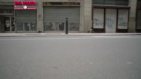 New York Garment District Sidewalk Storefront During Covid Pandemic Stock Footage 218323737