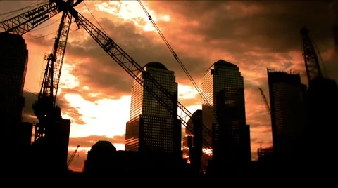 New York-gound zero cranes Stock Footage 1047229