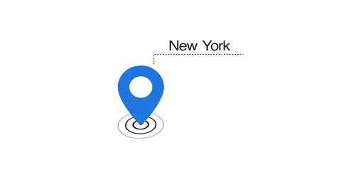 New York GPS Map pin Location Animation with Digital Navigation Pointer on trans 動画素材 323932657
