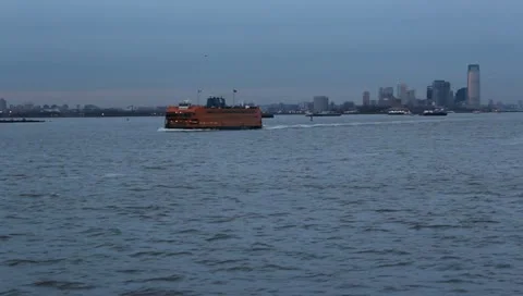 New York Harbor ferry Stock Footage 10991911