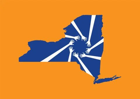 New York Helping Hands Map. Vector Design illustration Ilustração Stock