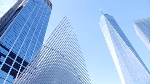 NEW YORK - JAN 15, 2017 Slow Motion lower Manhattan and the Freedom Tower Stock Footage 74642078