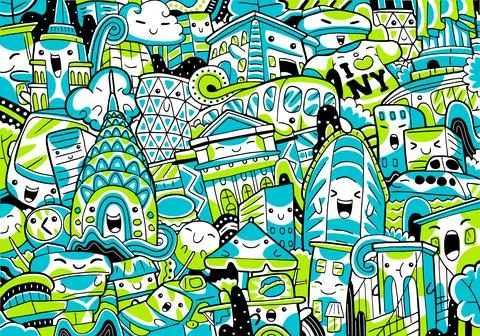 New York Landmark Vector Stock Illustration