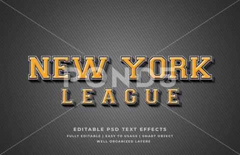 New york league 3d text style effect - PSD Template PSD-Vorlage