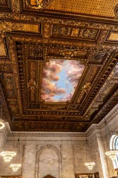 New York Library Ceiling Stock Photos