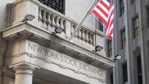 New York Manhattan Downtown Financial District, USA. American Wall street Stock Stock Footage 313856415