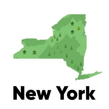 New York Manhattan map shape United states America green forest hand drawn .. Stock Illustration