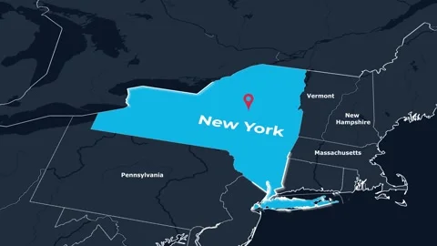 New York Map Animation Locator Zoom 4K Motion Graphic Stock Footage 342540689