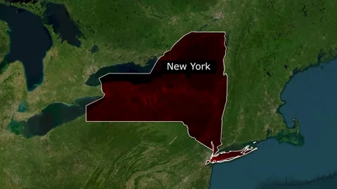 New York Map Animation – New York State Location Highlight in USA Stock Footage 343838230