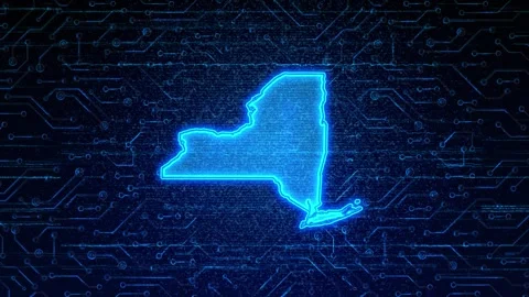 New York Map Digital Technology Opener Stock Footage 335475832