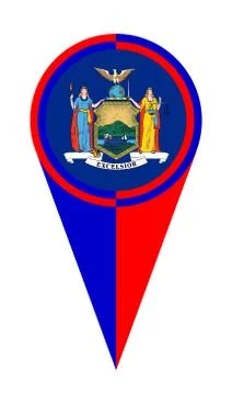 New York Map Pointer Location Flag Stock Illustration