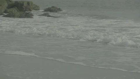 New York Ocean, Beach waves on a cloudy Day, Close up Raw Uncolored Stock Footage 171601012