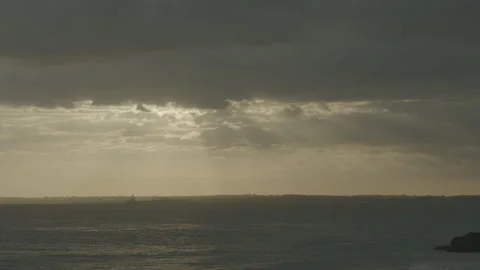 New York Ocean sunset clouds, waves , medium close up, Raw Uncolored Stock Footage 171601815