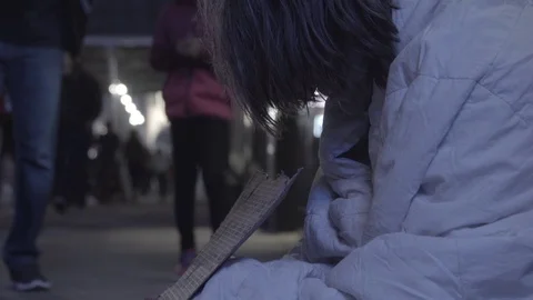 New York Package 21 | Dramatic close up of a homeless man in big city Stock Footage 115269760