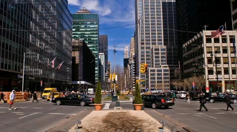 New York Park Avenue Time-lapse Cars Pedestrians Traffic – HD Stock Footage