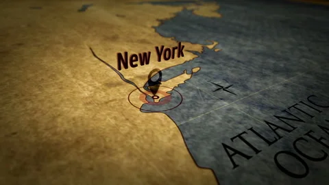 New York on retro map Stock Footage 109230380