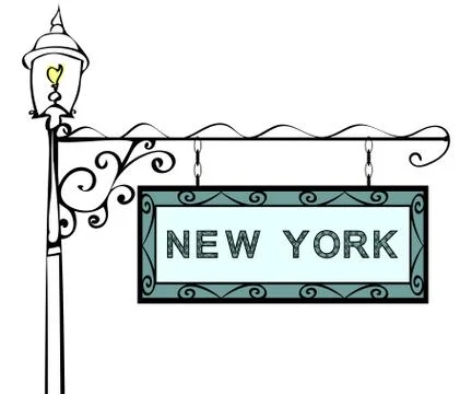 New York retro pointer lamppost Stock Illustration
