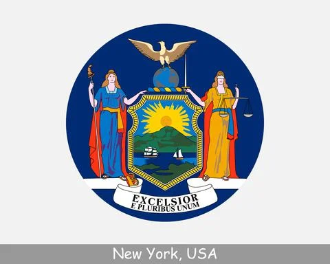 New York Round Flag Stock Illustration