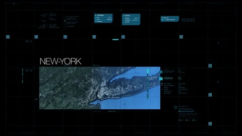 New-York : Satellite map view (Darkweb Interface) Video stock 129297047