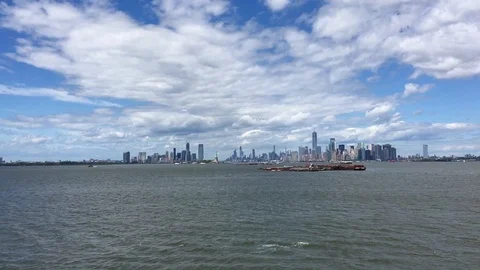 New York as seen from the ship while sailing Stock Footage 119151183