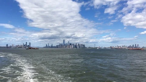 New York as seen from the ship while sailing Stock Footage 119151205