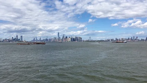 New York as seen from the ship while sailing Stock Footage 119151218