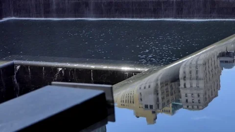 New York - September 11, 2001 Memorial Waterfall - 08 Stock Footage