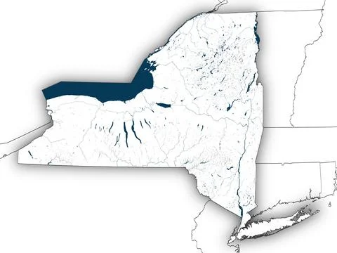 New York shape with state borders, white map 스톡 일러스트