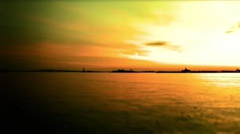 New York-Sky Line sunset Stock Footage 1047267