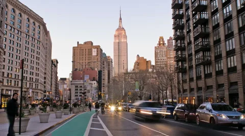 New York Skyline Empire State Building Time-lapse Day-to-Night – HD Stock Footage