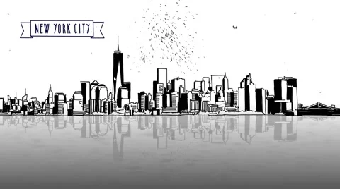 New York Skyline Firework White Background Stock Footage 68560702