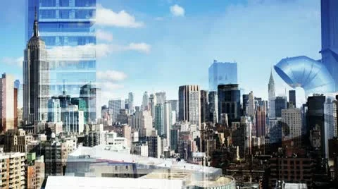 New york skyline manhattan NYC ny Stock Footage