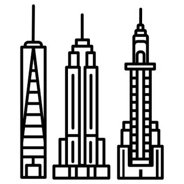 New york skyline vector line icon, sign, illustration on white background, ed 库存插图