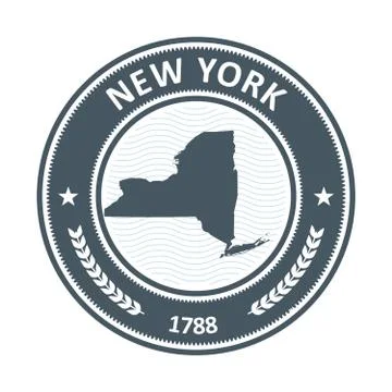 New York stamp with state map silhouette Stock Illustration