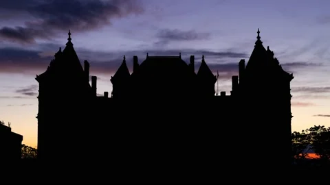 New York State Capitol Building in Silhouette, Time Lapse at Twilight, Albany Stock Footage 156201272