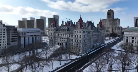 New York State Capitol Building in Winter II. Stock Footage 302827318