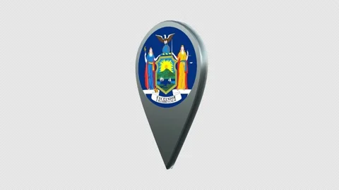 New York State Flag Location Map Marker Pin With Alpha Channel Looped Stock Footage 239460555