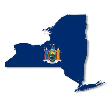 New York State Flag Map Stock Illustration