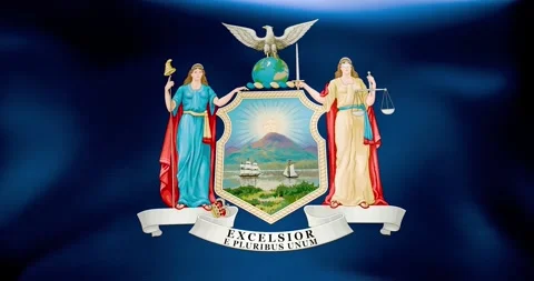 New York State flag waving 30 seconds 4K ultra high 60fps video Stock Footage 322903318