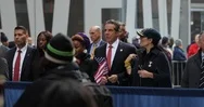 New York State Governor Andrew Cuomo Walking Marching Waving American Flag Stock Footage