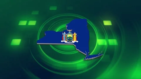 New York State Map and Flag Background Stock Footage 344648587
