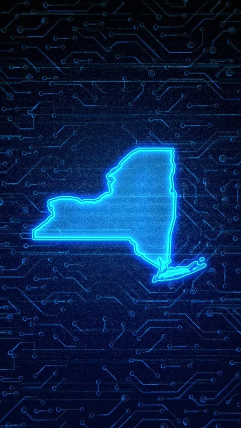 New York State Map Digital Technology Opener Stock-Footage 336391332