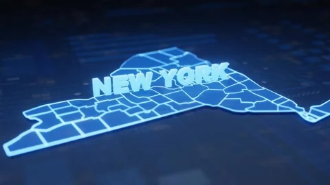 New York State Map Geographic Outline Stock Footage 344360641