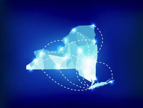 New York state map polygonal with spot lights places Illustrazione stock