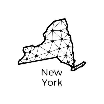 New York state map polygonal illustration made of lines and dots, isolated on Stock Illustration