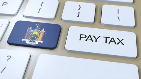 New York State Pay Tax 3D Illustration. Flag of State Stock Illustration