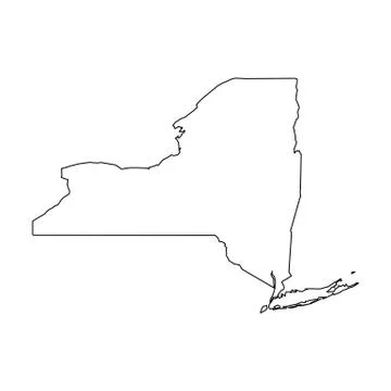 New York, state of USA - solid black outline map of country area. Simple flat Ilustração Stock