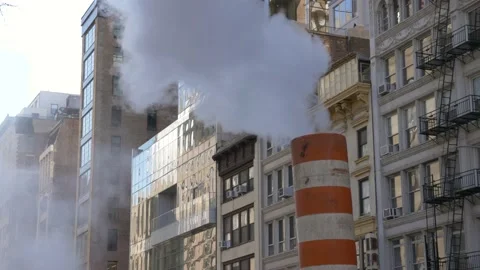 New York Steam Chimney Stock Footage